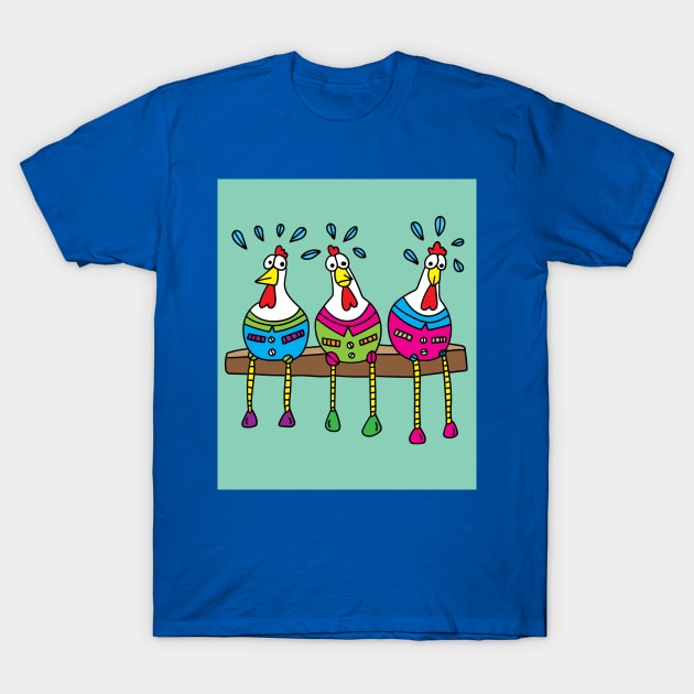 Crazy Chickens Funny Chicken T-Shirt by flofin